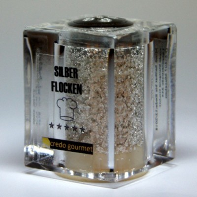 Pojemnik Deluxe z jadalnym czystym srebrem płatkowym – 100 mg